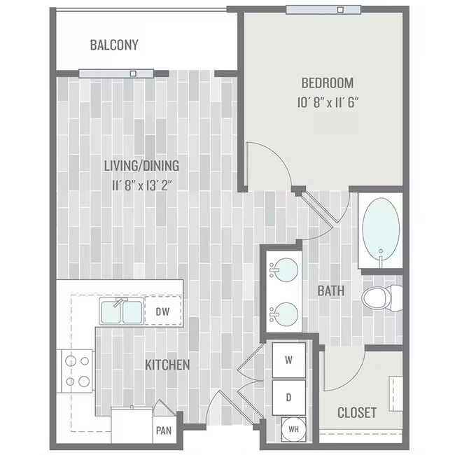 1 Bed • 1 Bath 1008 floor plan